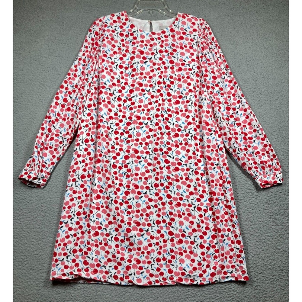 LOFT Red Cherry Print Long Sleeve Dress